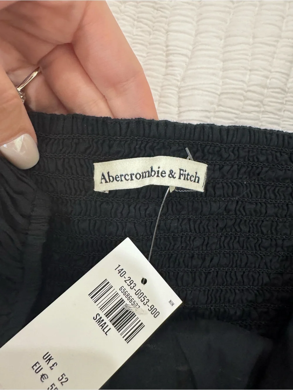 Abercrombie & Fitch Black Ruched V-Neck Long Sleeve Blouse